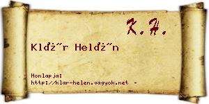 Klár Helén névjegykártya