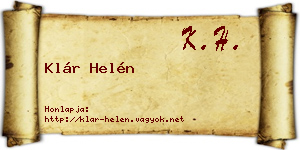 Klár Helén névjegykártya